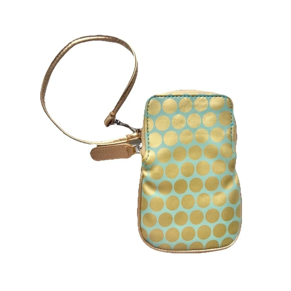Wristlet Tote Wallet‎ Gold Green Small 4 x 6 Women Clothing Cell Phone Accessory